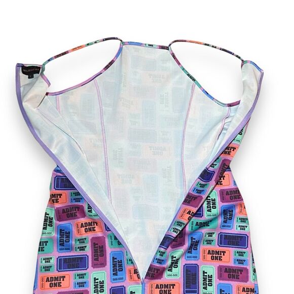 Hayley Elsaesser Women Admit One Ticket Print Dress Size L Multicolor Sleeveless - Picture 6 of 9